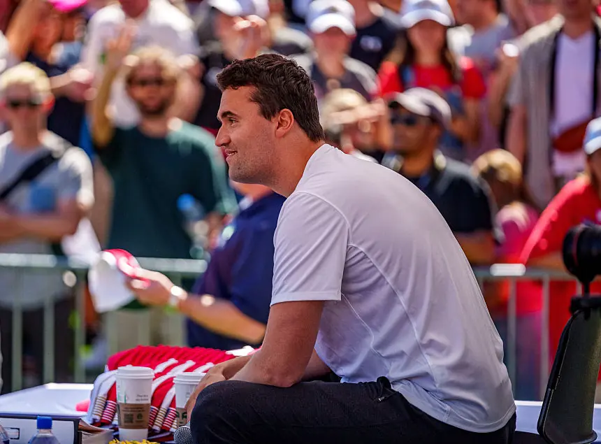 Charlie Kirk, moments before he was fatally shot. Credit: Trent Nelson/The Salt Lake Tribune/Getty