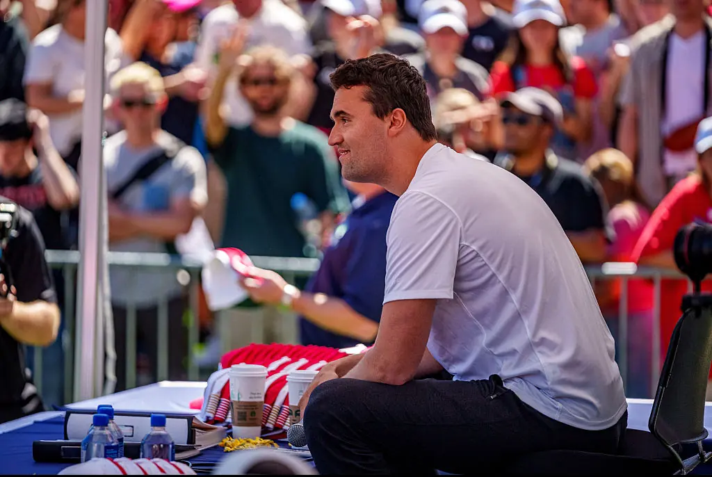 Charlie Kirk, moments before he was fatally shot. Credit: Trent Nelson/The Salt Lake Tribune/Getty