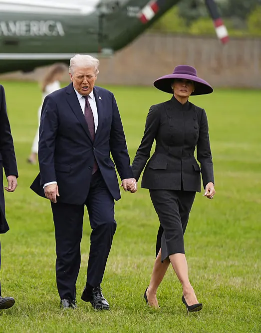 Melania's hat has caught the attention of viewers. Credit: WPA Pool / Getty