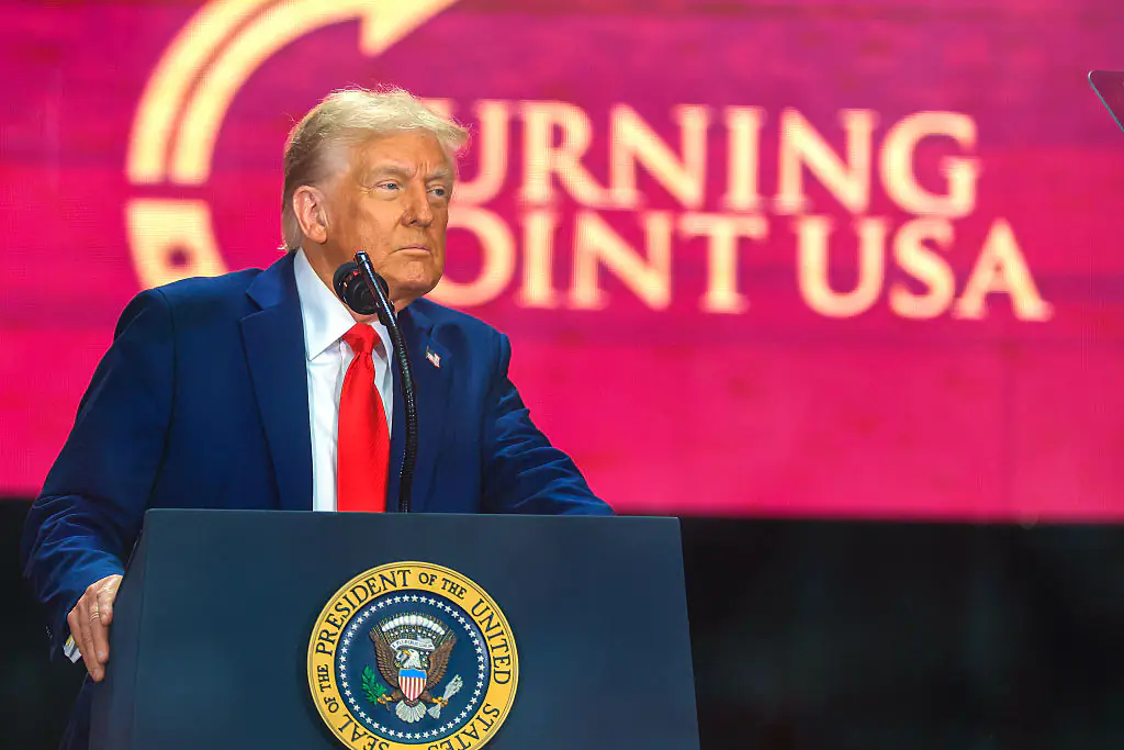 President Trump's reaction as he's brutally mocked by his son at Charlie Kirk's funeral