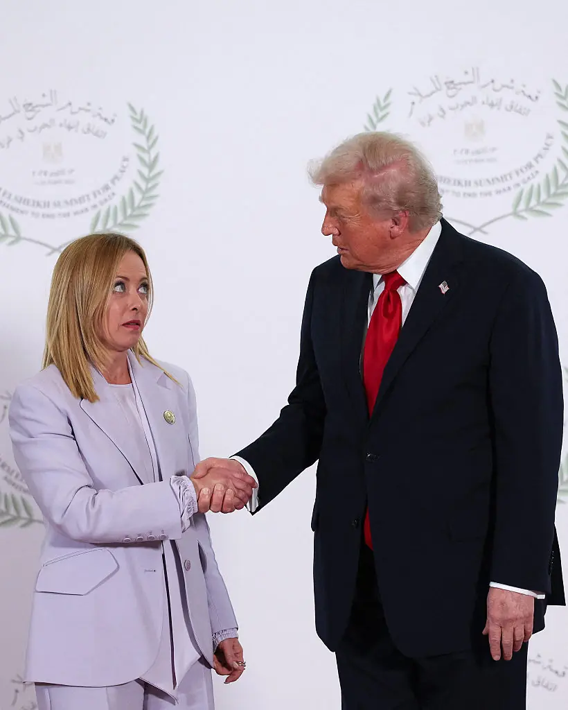 Trump and Meloni attended the Palestine Peace Summit. Credit: Suzanne Plunkett - Pool / Getty 