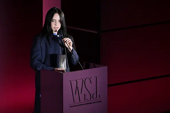 Billie Eilish called out billionaires during her speech at the WSJ Innovator Awards ceremony. Credit: Noam Galai/Getty Images.
