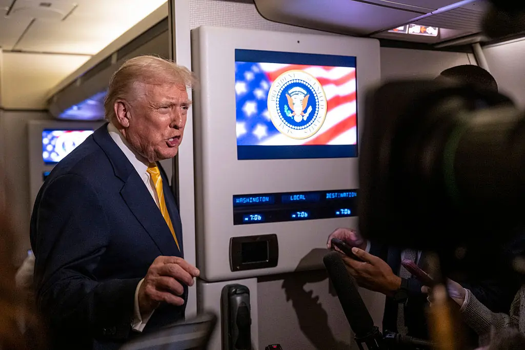 Trump blasted at a reporter who asked him about the Epstein files. Credit: Roberto Schmidt / Getty