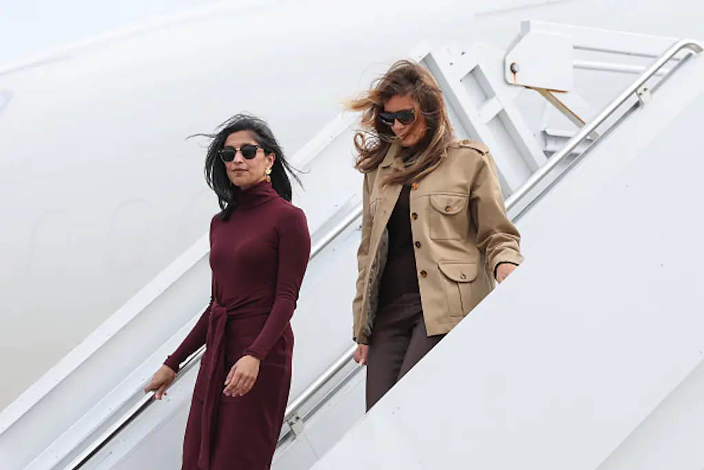 Usha Vance was spotted without her wedding ring. Credit: Anna Moneymaker/Getty