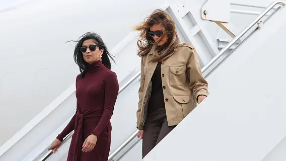 Usha Vance was spotted without her wedding ring. Credit: Anna Moneymaker/Getty