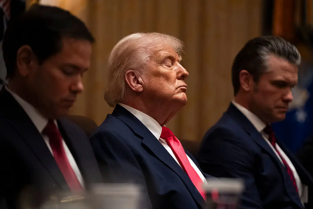 Trump appeared to fall asleep in the meeting. Credit: Carolyn Van Houten/The Washington Post via Getty Images