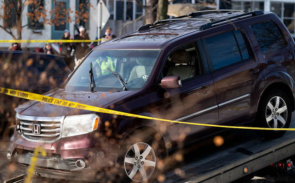  The vehicle involved in the shooting. Credit:	Stephen Maturen / Getty