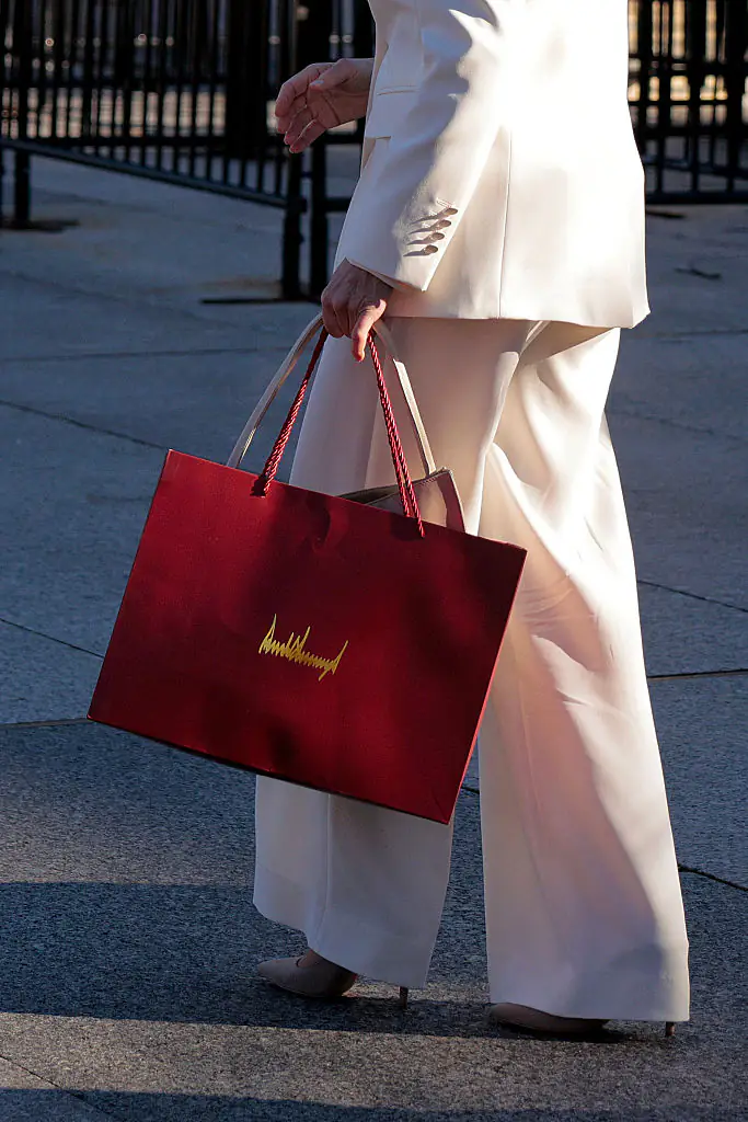 Machado was seen leaving with a Trump-branded gift bag. Credit: Chip Somodevilla/Getty Images