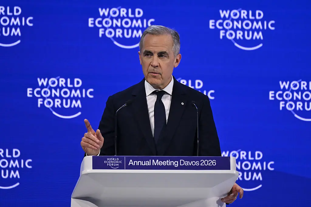 Canadian Prime Minister Mark Carney delivered a speech at the World Economic Forum Annual Meeting. Credit: Anadolu / Getty