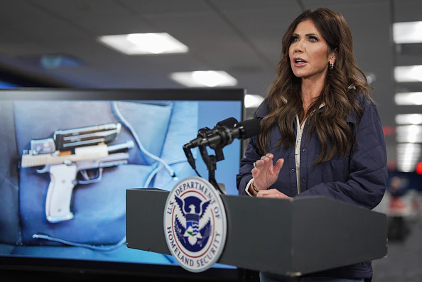 DHS Secretary Noem Holds Press Conference After Deadly Shooting In Minneapolis (Credit: Al Drago/Getty Images)
