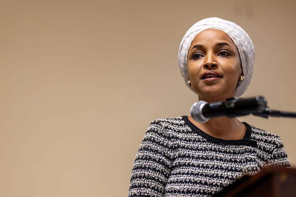 Rep. Ilhan Omar (D-MN) was speaking at a town hall when the incident took place. Credit: Brandon Bell / Getty