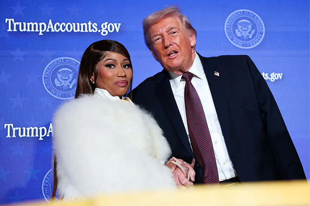 Nicki Minaj on stage with President Donald Trump. Credit:	Win McNamee / Getty
