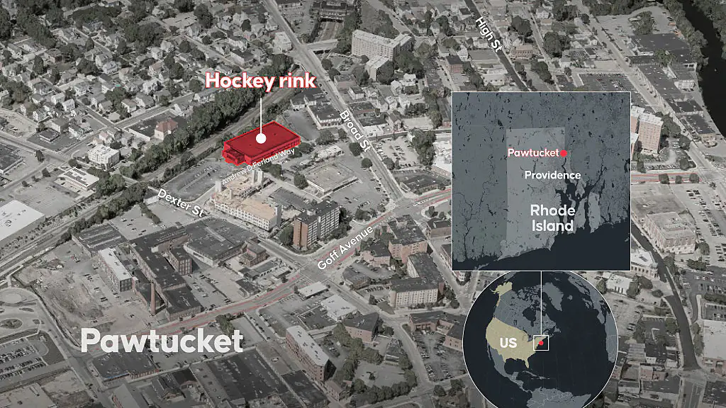 ANKARA, TURKIYE - FEBRUARY 17: An infographic titled "Mass shooting at Rhode Island hockey rink" created in Ankara, Turkiye on February 17, 2026. (Photo by Mehmet Yaren Bozgun/Anadolu via Getty Images)