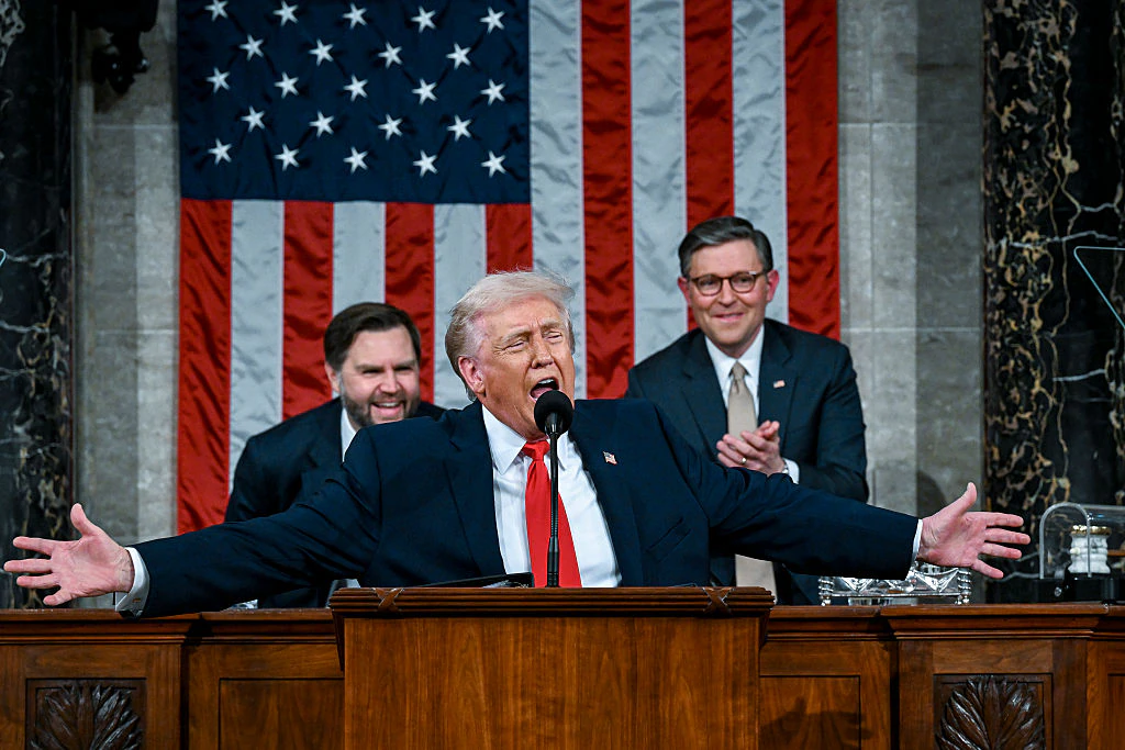 Donald Trump delivered the longest-ever State of the Union address. Credit:	Pool / Getty