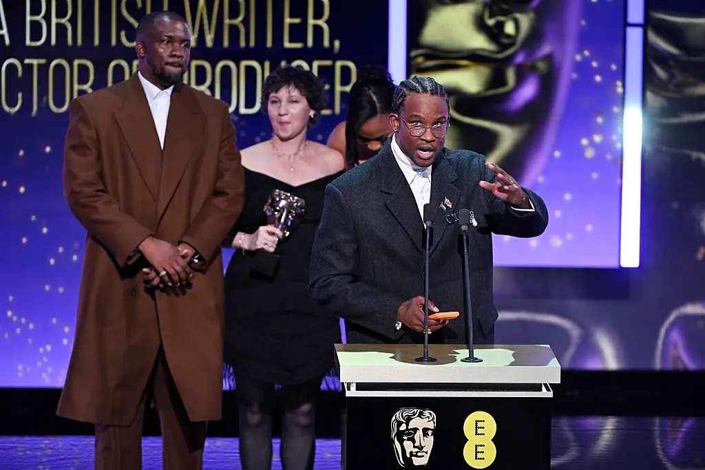 My Father’s Shadow filmmakers Wale Davies and Akinola Davies Jr. won the BAFTA Film Award for outstanding British debut, but the BBC cut a section of their acceptance speech. Credit:	Stuart Wilson/BAFTA / Getty

