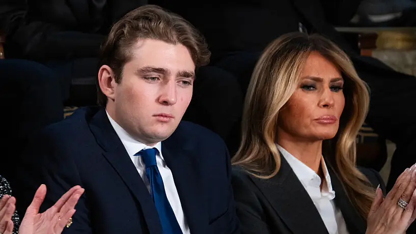 Barron Trump and his mother First Lady Melania Trump 