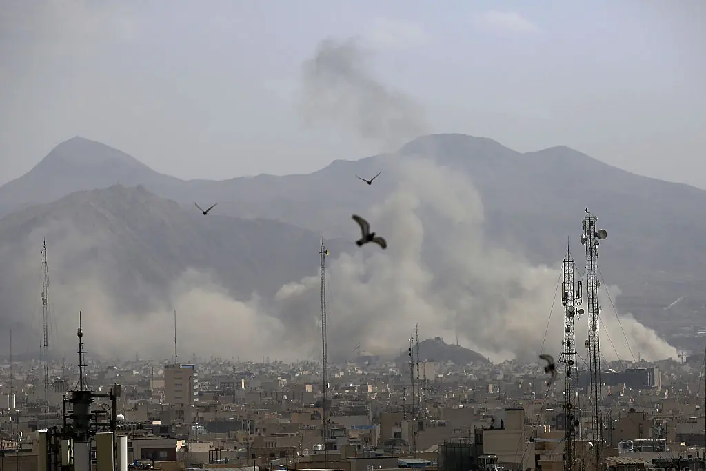 Smoke rises over the city of Tehran. Credit: Fatemeh Bahrami/Anadolu via Getty Images