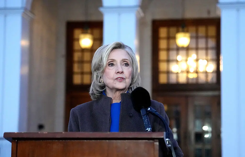 Hillary Clinton speaks to the press after testifying in a closed-door deposition with the House Oversight Committee. Credit: David Dee Delgado / Getty