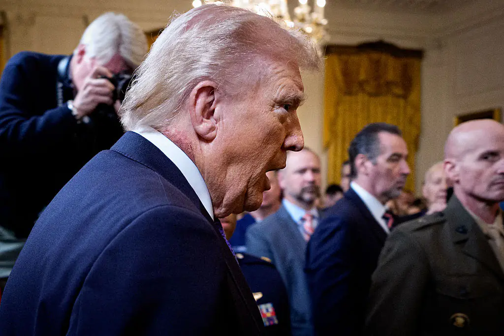 A rash was spotted on President Donald Trump's neck during the Medal of Honor Ceremony. Credit: Andrew Harnik / Getty