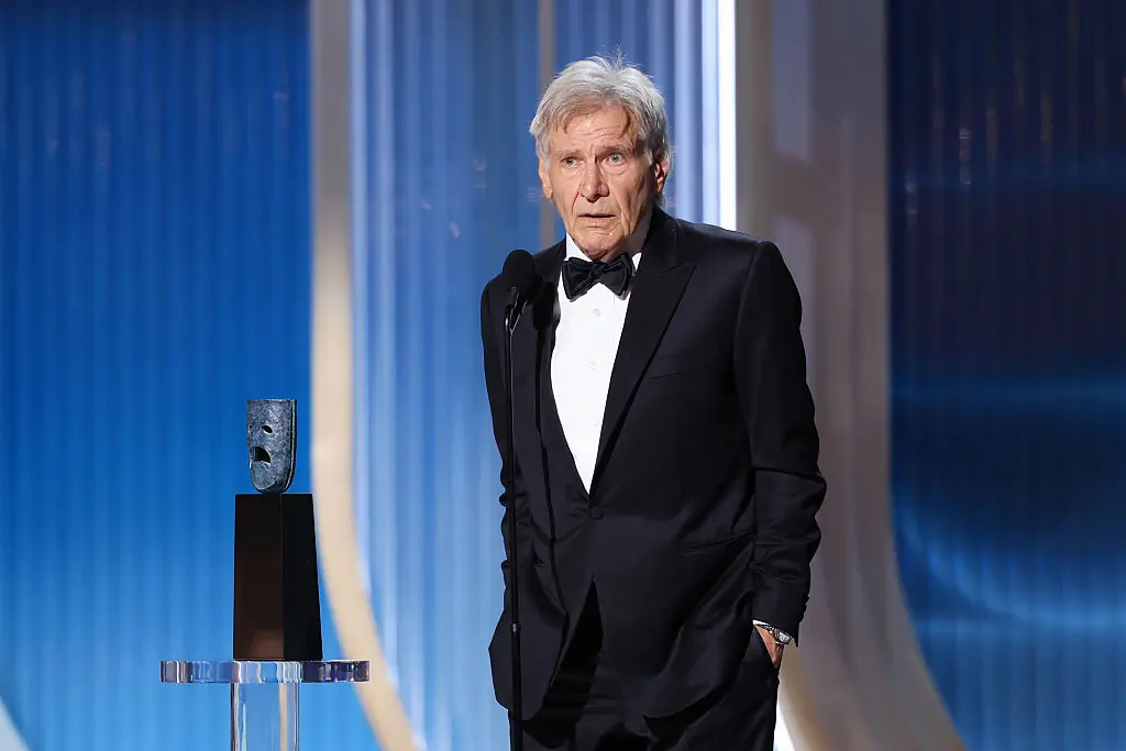 Harrison Ford accepted the Screen Actors Guild Life Achievement Award onstage during the 32nd Annual Actor Awards. Credit: Matt Winkelmeyer / Getty 