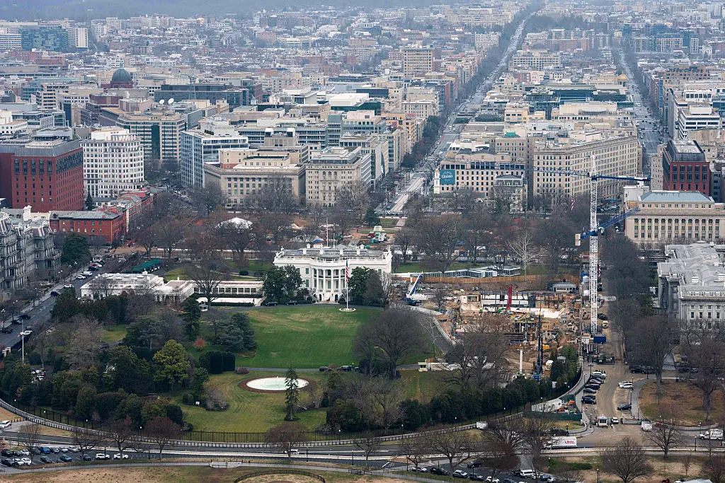 The White House is currently a big construction site. Credit: Aaron Schwartz/Getty Images