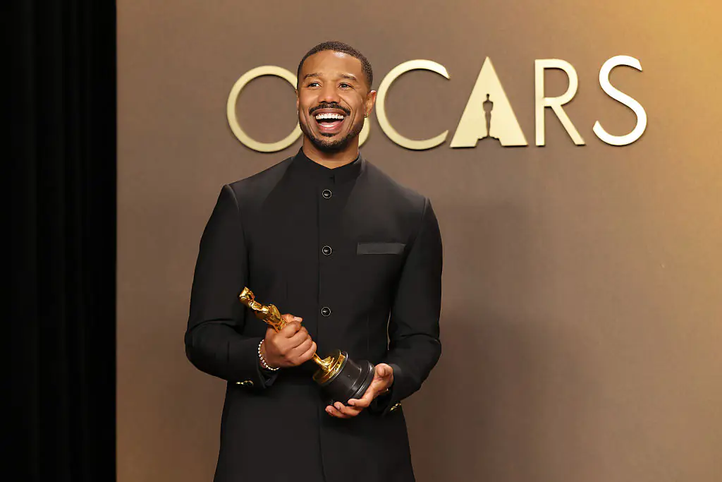 Michael B Jordan was elated with his Oscars win. Credit: Mike Coppola/Getty Images