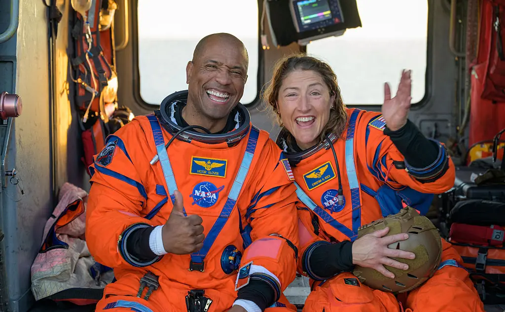 NASA astronauts Victor Glover and NASA astronaut Christina Koch after the splashdown. Credit: Bill Ingalls/NASA / Getty
