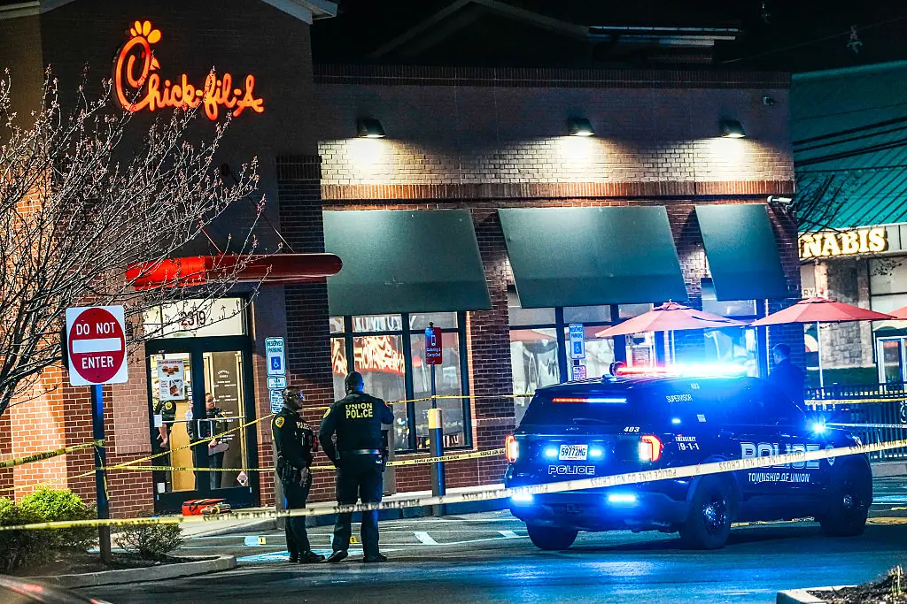 One person is dead, and at least six people were shot after gunfire at a Chick-fil-A restaurant in Union County. Credit:  VIEW press / Getty