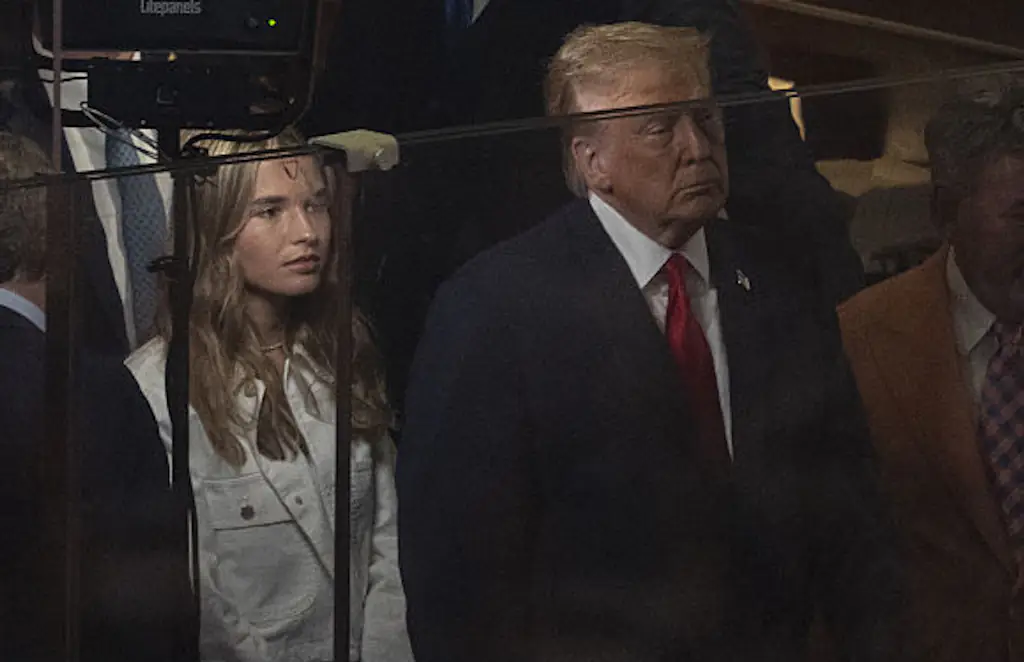 President Donald Trump and his grandchildren, Kai Madison Trump, at the National Basketball Association (NBA) finals game between the New York Knicks and San Antonio Spurs on June 8. Credit: Anadolu / Getty 