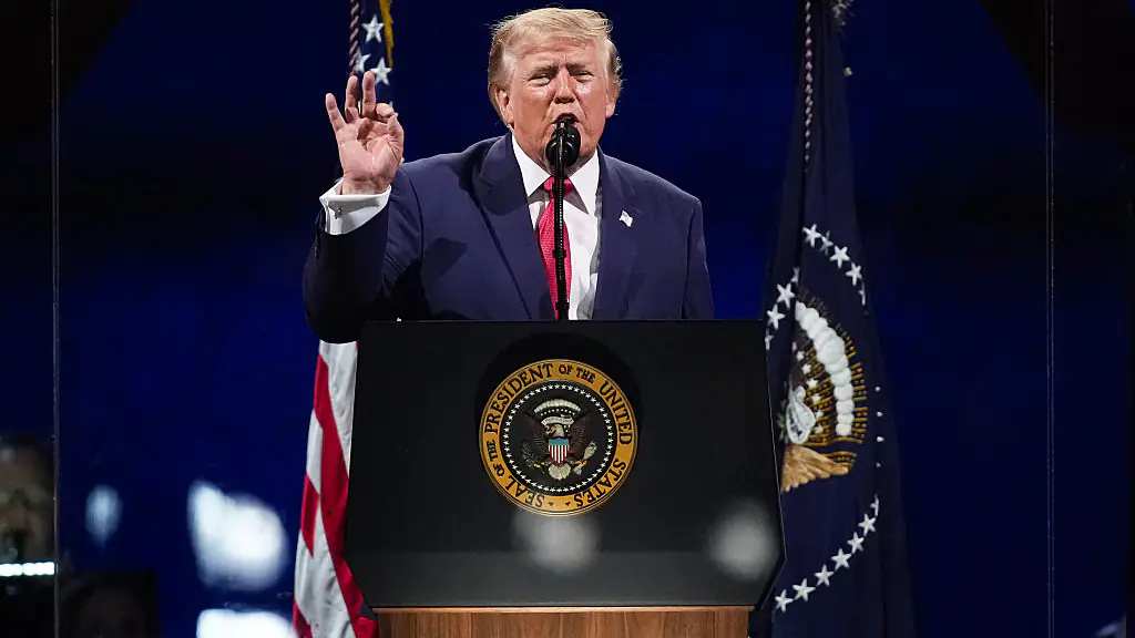Donald Trump during his speech on the National Mall. Credit: Andrew Harnik/Getty
