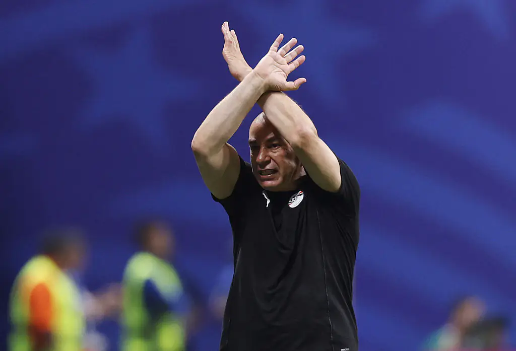 Egypt Head Coach Hossam Hassan raised his arms in an X formation, but what did it mean? Credit: Buda Mendes/Getty Images