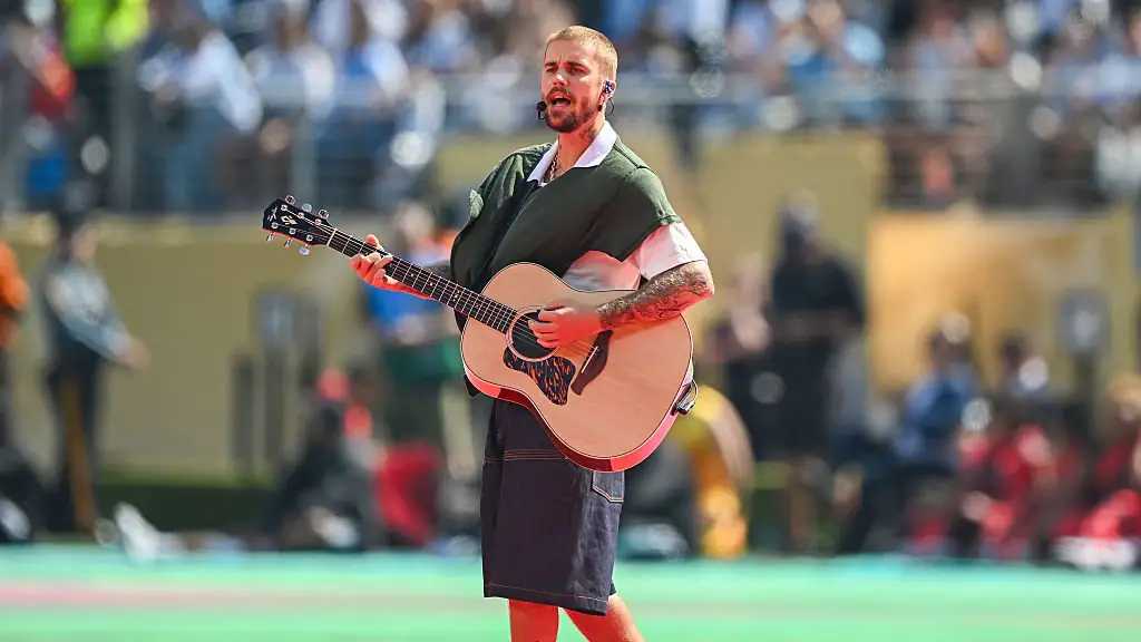 Justin Bieber's half-time performance forced FIFA to break its own rules. Credit: Hannah Peters - FIFA/FIFA via Getty Images 