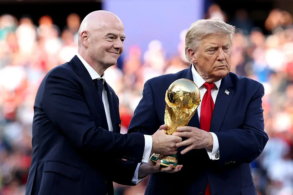 President Donald Trump and FIFA President Gianni Infantino handed the trophy to captain Rodri #16 of Spain. Credit: 	Alex Pantling - FIFA / Getty