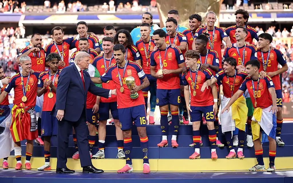 Rodri is 6-foot-3, which also happens to be the height listed for Trump by White House physician Dr. Sean Barbabella. Credit: Hector Vivas - FIFA / Getty