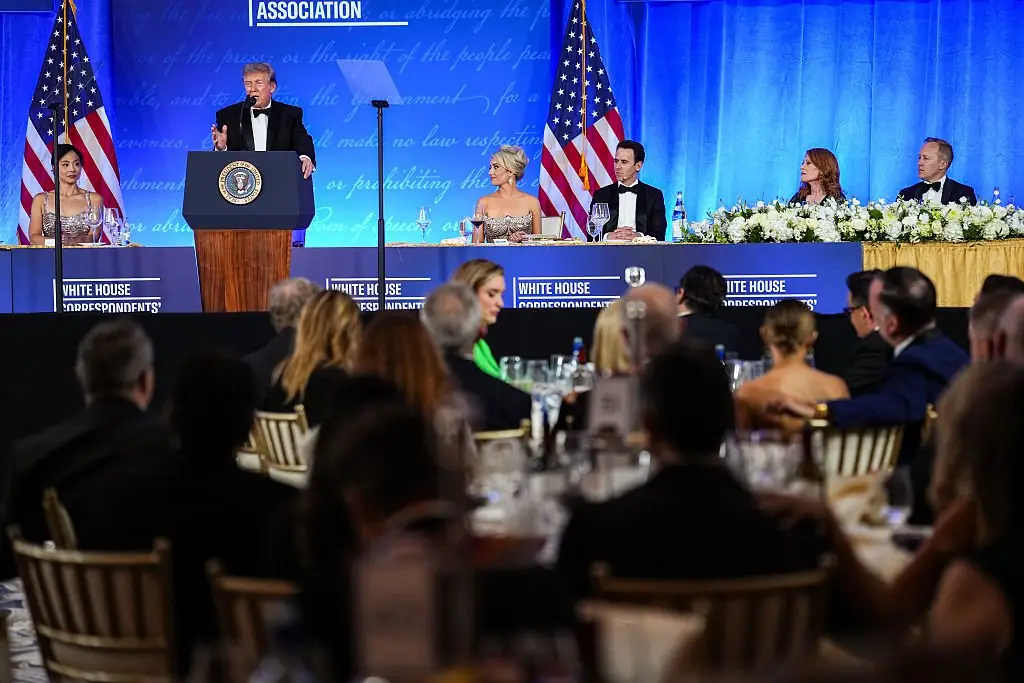 President Donald Trump praised the White House press corps for their work but also criticized some reporters by name. Credit: Eric Lee / Getty Images