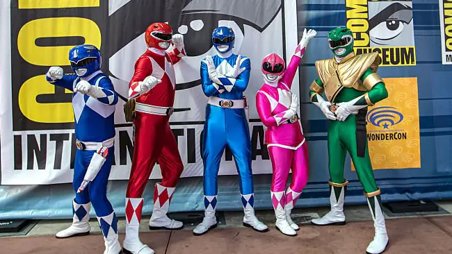 SAN DIEGO, CALIFORNIA - JULY 26: A group of Power Rangers cosplayers pose during Day 4 of 2026 Comic-Con International on July 26, 2026 in San Diego, California. (Photo by Daniel Knighton/Getty Images)