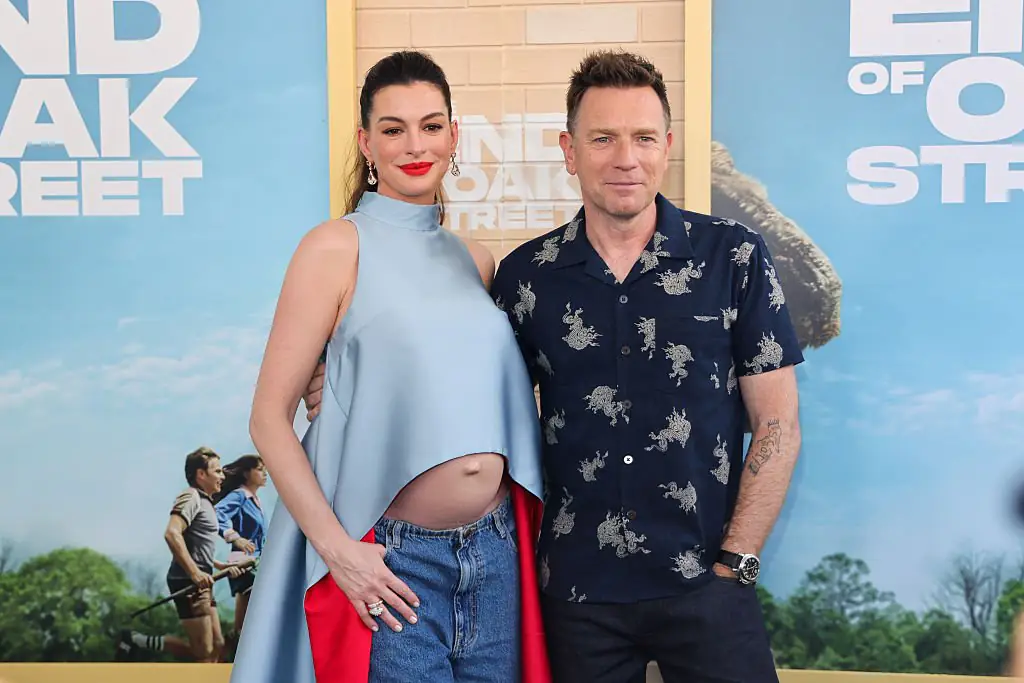 Anne Hathaway and Ewan McGregor at the premiere of The End of Oak Street. Credit: Brianna Bryson/Getty