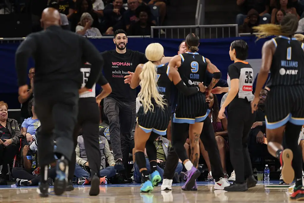 Enes Kanter Freedom was thrown out of a WNBA game on Sunday (August 23) after antagonizing a player on the court. Credit: Michael Reaves/Getty Images