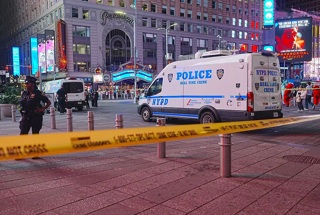 A woman was accused of stabbing two people near West 42nd Street and Seventh Avenue in Times Square. Credit: Anadolu / Getty 