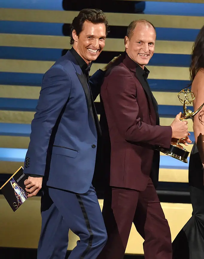 Matthew McConaughey and Woody Harrelson have long been compared in the looks department. Credit: Kevin Winter / Getty