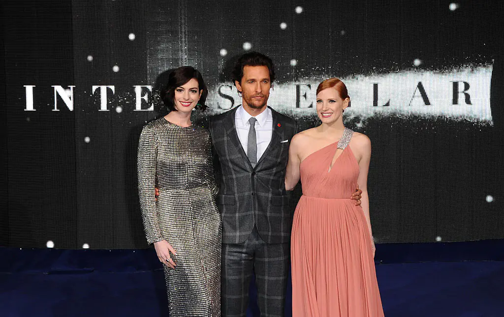 Anne Hathaway, Matthew McConaughey, and Jessica Chastain star in Interstellar. Credit: Stuart C. Wilson / Getty