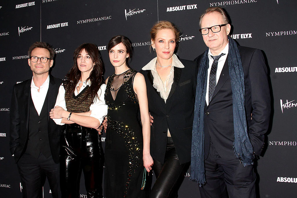 Christian Slater, Charlotte Gainsbourg, Stacy Martin, Uma Thurman and Stellan Skarsgard attend the Nymphomaniac: Volume I screening. Credit: Laura Cavanaugh / Getty