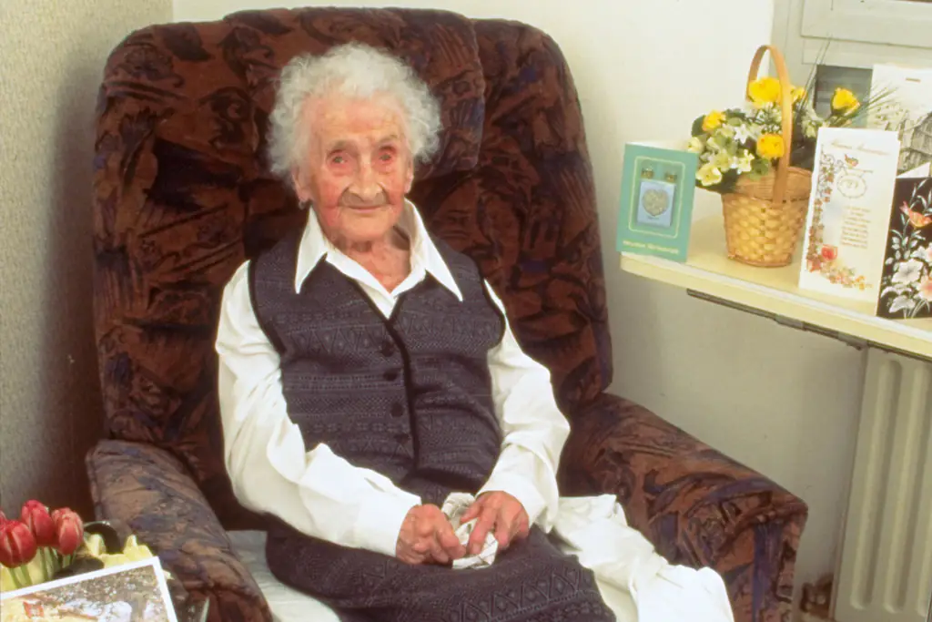 Jeanne Calment at home aged 120. Credit: Cook/Getty Images