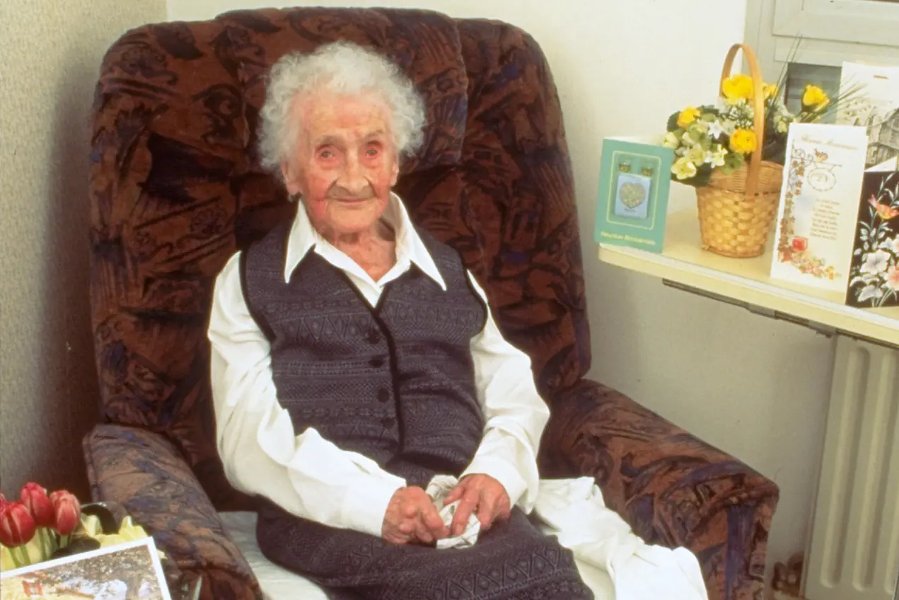Jeanne Calment at home aged 120. Credit: Cook/Getty Images