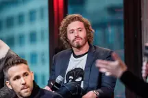 NEW YORK, NY - FEBRUARY 09: Ryan Reynolds, TJ Miller, Ed Skrein and Morena Baccarin discuss their new film Deadpool at AOL Studios In New York on February 9, 2016 in New York City. (Photo by Roy Rochlin/FilmMagic)