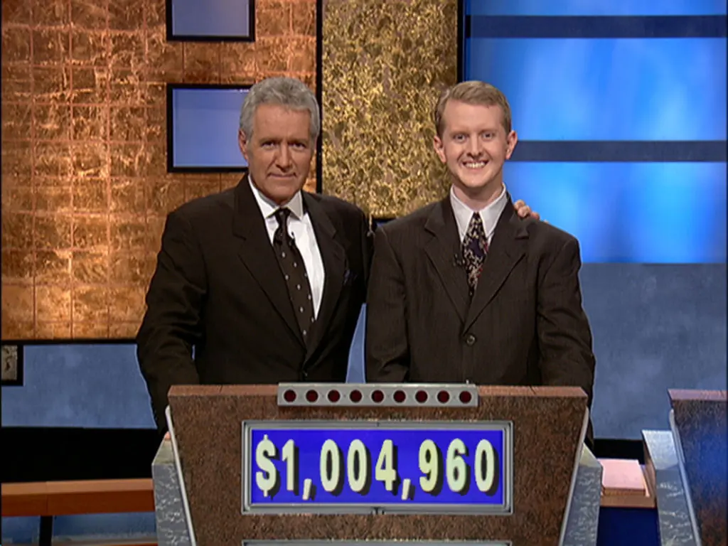 Ken Jennings (right) was a contestant on the show and took over as the host following Alex Trebek's departure. Credit: Jeopardy Productions via Getty Images