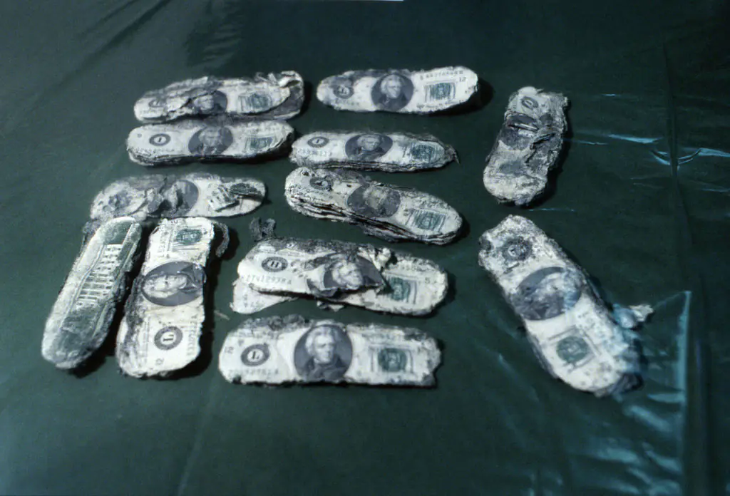 A small portion of the ransom money was recovered in 1980. Credit: Bettmann/Getty Images