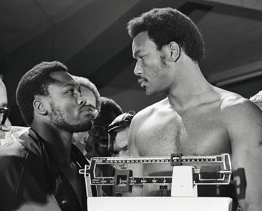 Foreman stares down Frazier. Credit: Bettmann / Getty