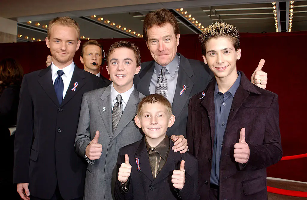 The 'Malcolm In The Middle' cast pictured at the 2001 Emmy Awards. Credit: Vince Bucci / Getty Images.