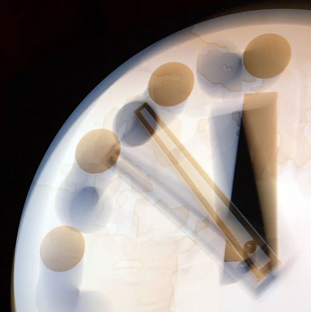 The Doomsday Clock has continued to edge closer to midnight for decades. Credit: Tim Boyle  / Getty